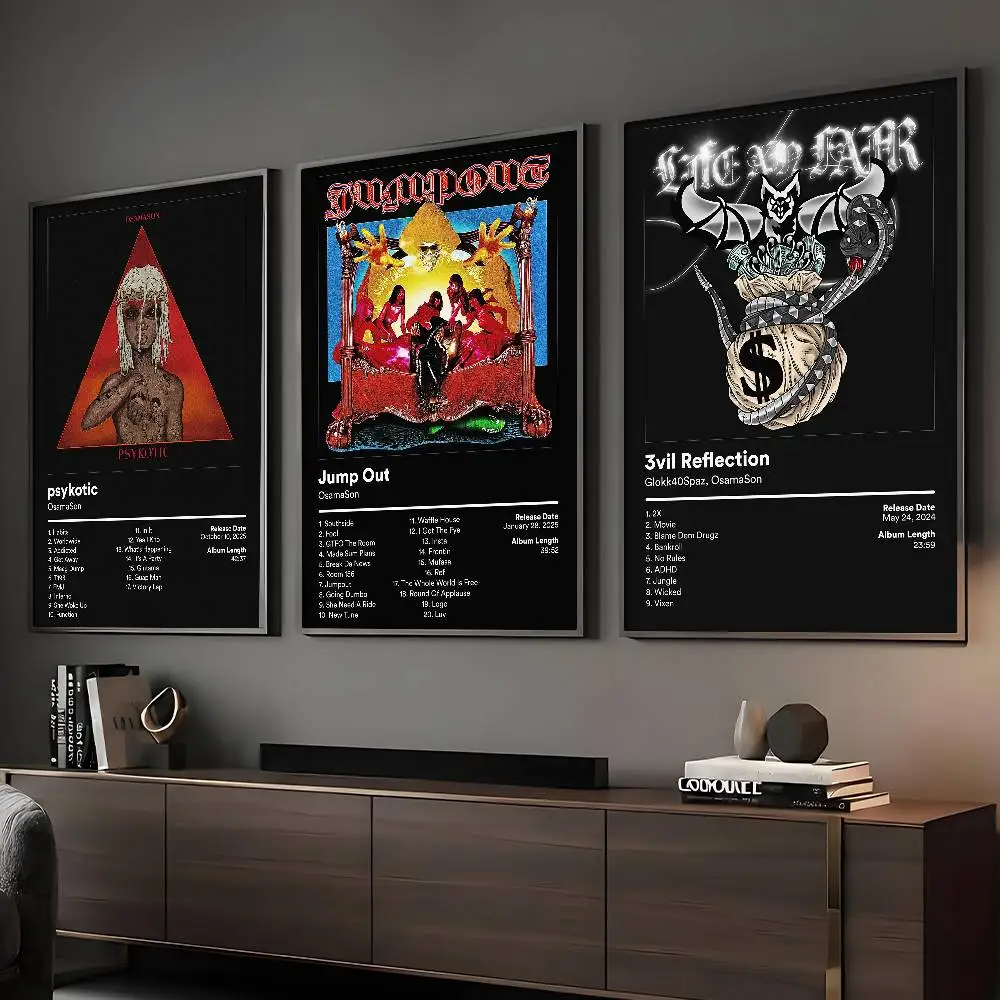 Rapper OsamaSon Psykotic Album Cover Poster HD Sticky Wall Art Printing Waterproof Home Living Bed Room Bar Aesthetic Decor