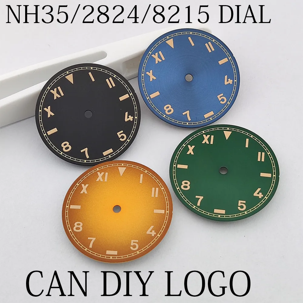 Циферблат часов в стиле ретро, 28,5 мм, собранный аксессуар для часов, светящийся циферблат, циферблат NH35, подходит для механизмов NH35/36/2824/8215