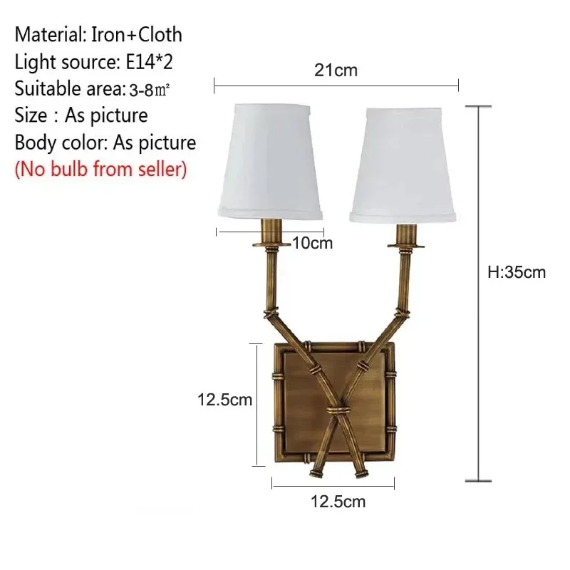 American Retro Iron Wall Lamp Linen Lampshade Living Dining Room Corridor Bedroom Bedside Light Home Decoration Lighting Fixture