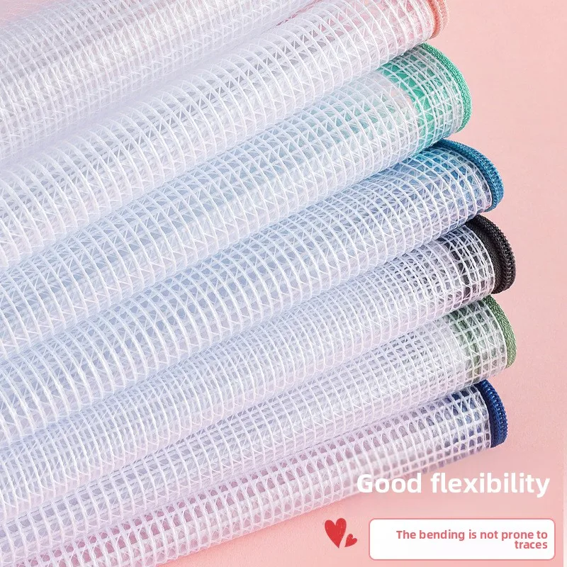 Thickened Mesh A4 File Bag for Students PVC Transparent Waterproof Zipper Subject Classification School Office Organizer