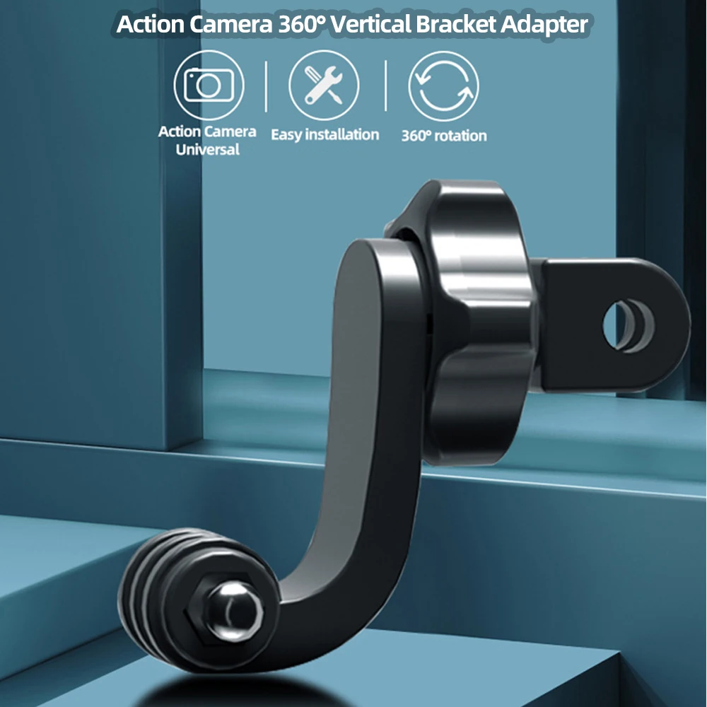อะแดปเตอร์ยึดแนวตั้งสำหรับ GoPro 360 ° หมวกกันน็อคมอเตอร์ไซค์ที่ยึดคางที่ยึดสำหรับ GoPro ฮีโร่12 11 10 DJI Action 3 Insta360 X4 X3
