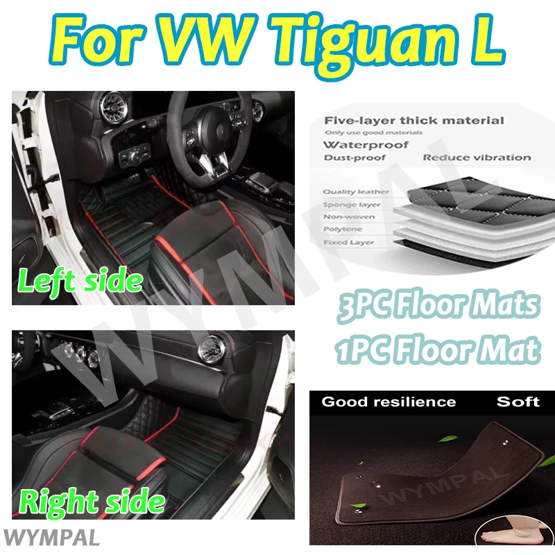 

Luxury Custom Car Floor Mats For VW VW Tiguan L 2017 2018 2019 2020 2021 2022 Auto Foot Pads Carpet Cover Interior Accessories