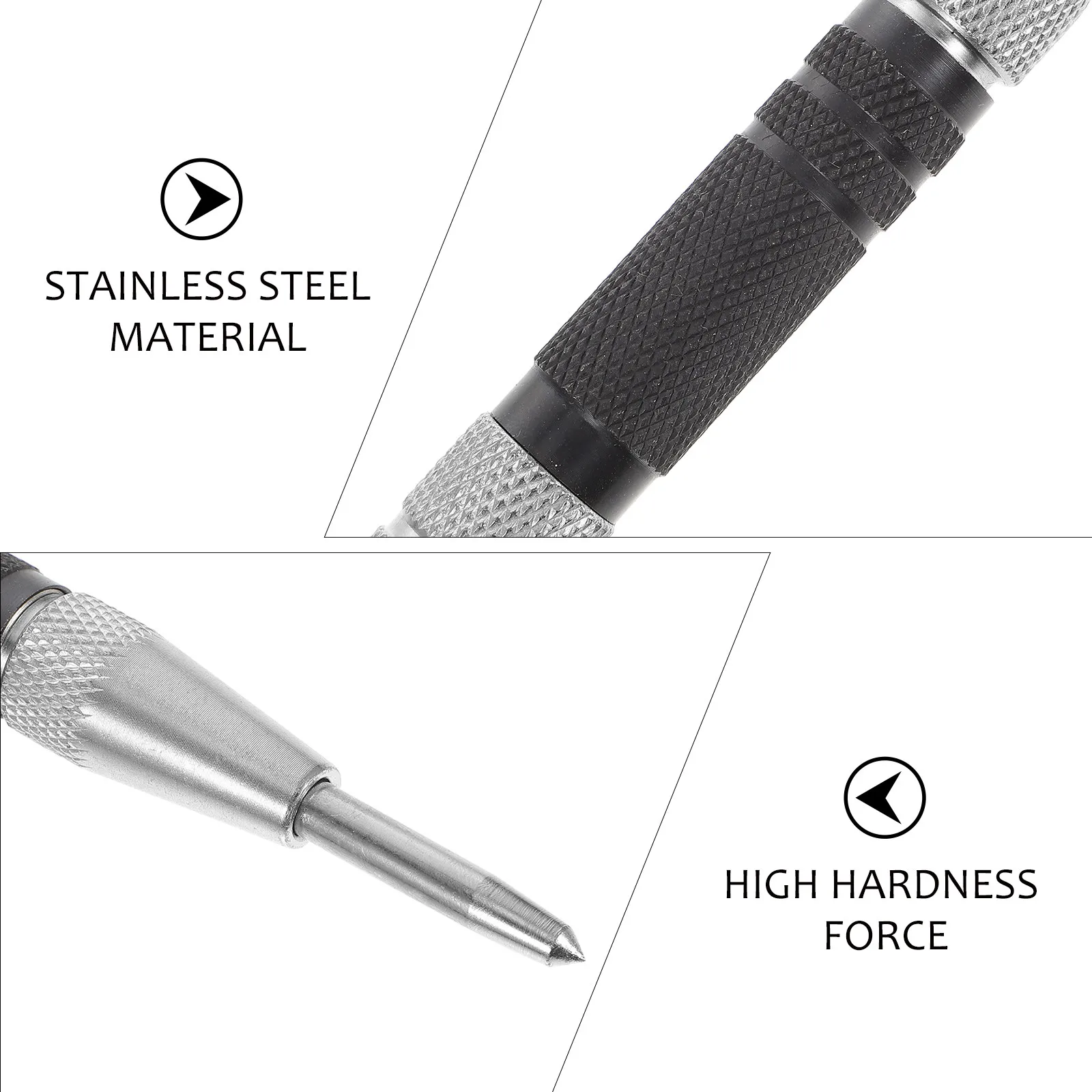 2pcs Automatic Center Punch Spring Loaded Metal Hole Tool Stainless Carbon Steel Durable Corrosion Resistant Ergonomic Handle view 5