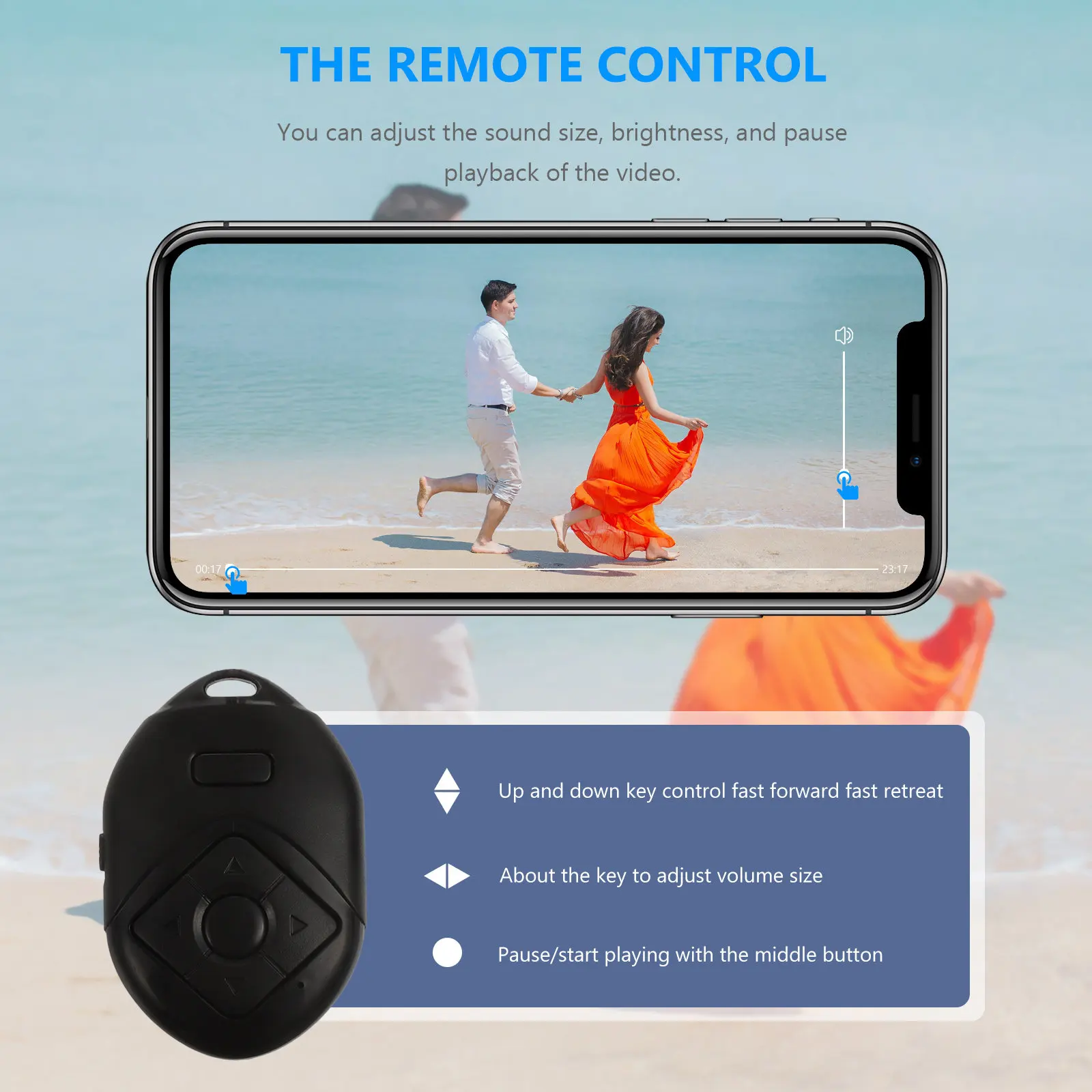 

1Pcs Wireless Selfie Shutter Remote Controller Phone Camera Shutter Remote Control Multi-Function Photos Videos Volume