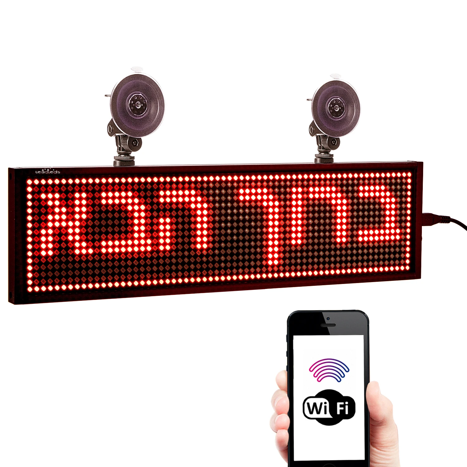 12V Car LED Sign Display APP Programmable Scrolling Message Board SMD LED Screen for Car Rear Window Storefront Red Text 34CM