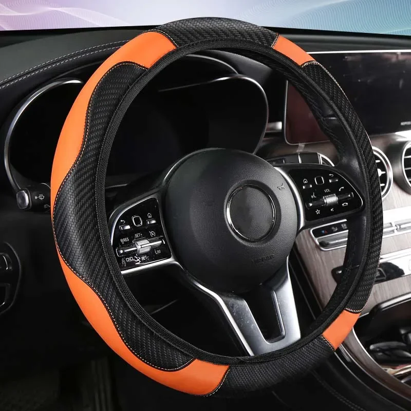PU-Leder Universeller Auto-Lenkradbezug 38CM Auto-Styling Sport Auto-Lenkradbezüge Rutschfest Autozubehör
