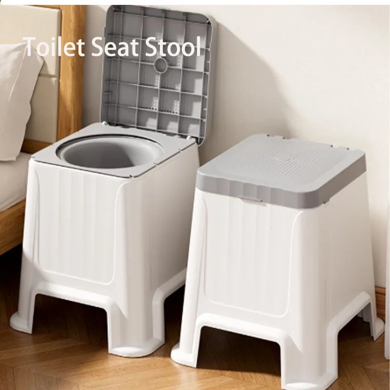 Movable Portable Commode Chair Bedside Toilet for Seniors Indoor Odor‑Proof Chamber Pot Elderly Bedside Stool