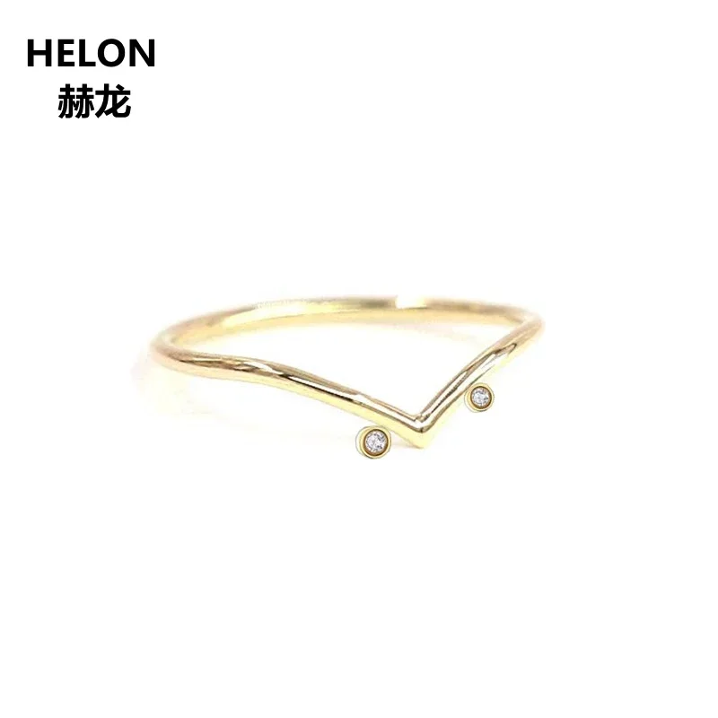 

Solid 14k Yellow Gold Natural Diamonds Women Ring Engagement Wedding Band Anniversary Party Fine Jewelry Unique V Shape