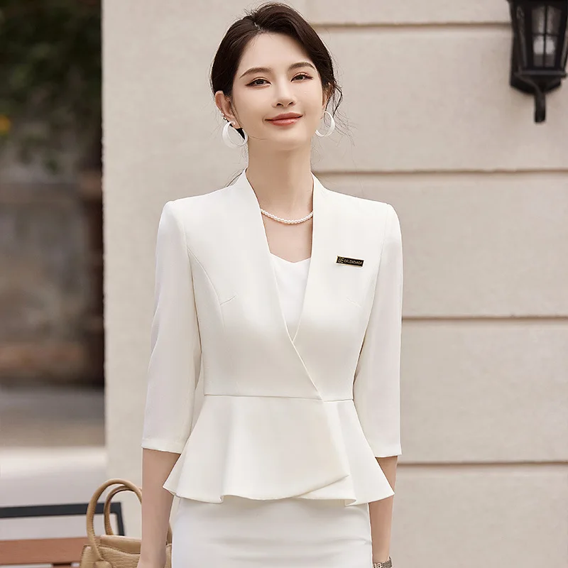 Spring and Summer 3/4 Sleeve Formal Wear Female Suit Single Layer & Thin Suit Fashion Beauty Salon Professional Work Clothes