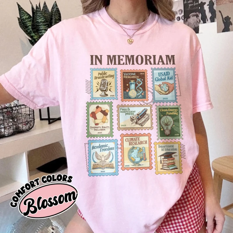 Pro Democracy Shirt, Anti Fascism Activism Tee, Resist Protest Top, Liberal Political Shirt, Retro In Memoriam Stamp Tee