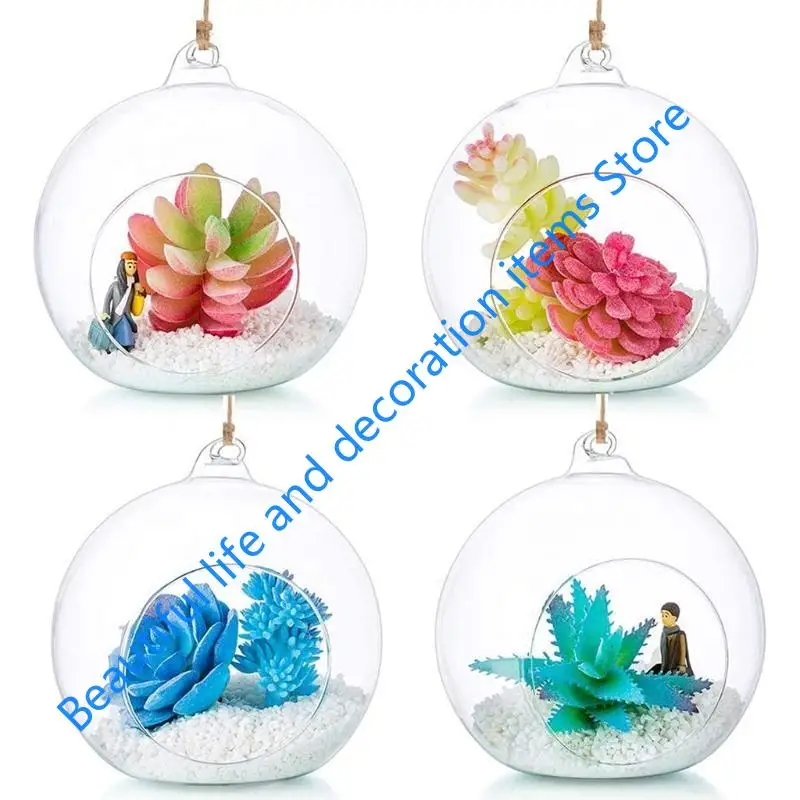 

XX9B Hanging Glass Terrarium Tea Light Holder Succulents Vase Hanger for Home Wedding Party Indoor Outdoor Decor