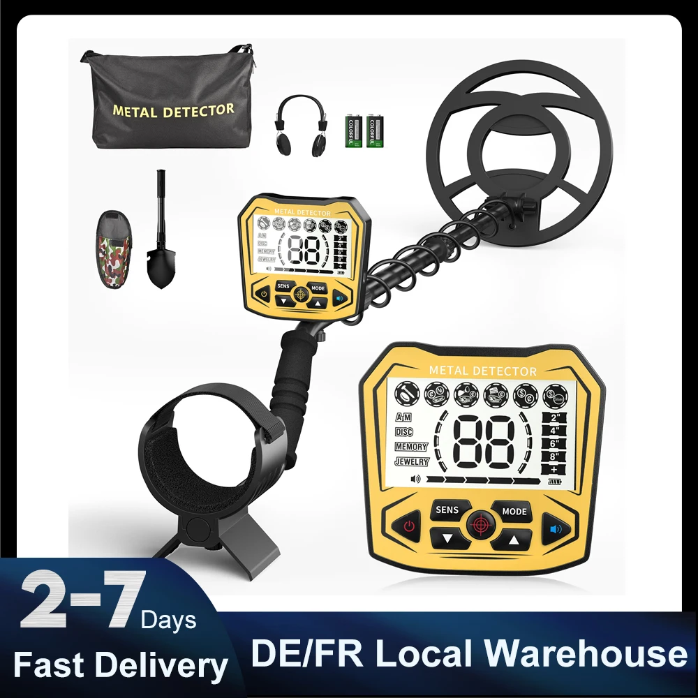 Battery High Precision Metal Detector with 5 Modes,Adjustable Rod IP68 Waterproof Search Coil for Outside Treasure Hunting