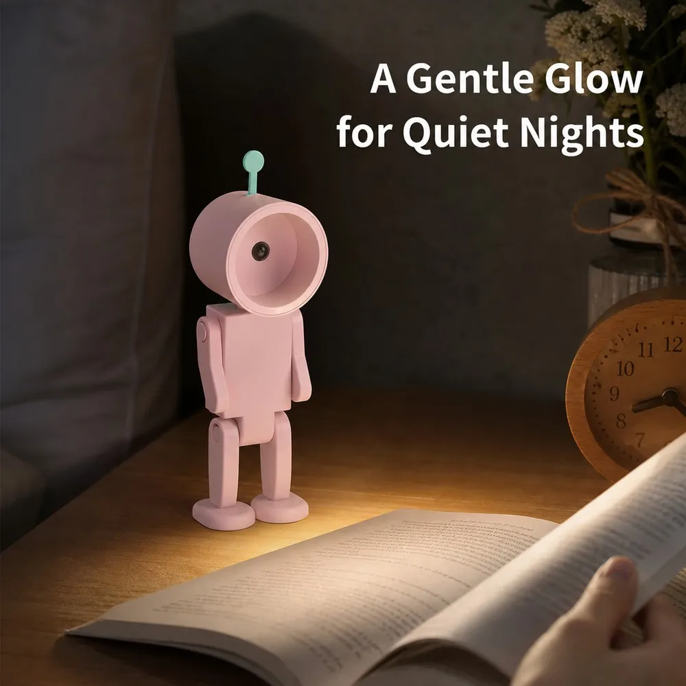 Mini Astronaut Night Light Magnetic Feet Poseable Robot Book Lamp Phone Stand Warm LED Desk Decor for Bedroom Kids Gift