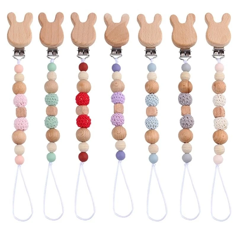 

J15U Baby Pacifier Chain Infants Toddlers Beads Pacifier Clip Strap for Teething Toy