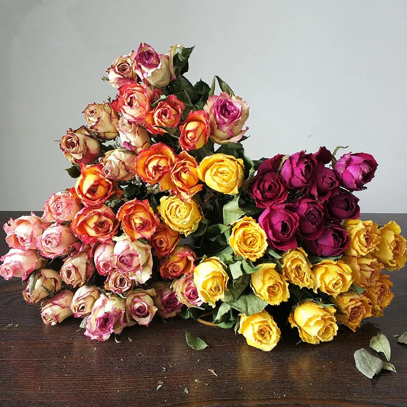 

10Pcs Natural Dried Flowers High Quality Single Rose Bridal Bouquets Party Wedding Background Accessories Nordic Home Decoration