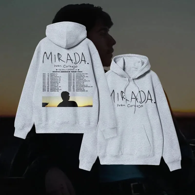 Bluza unisex z nadrukiem Mirada Tour, luźny krój, luksusowa, wysokiej jakości, na jesień i zimę 2025, dla kobiet i mężczyzn, styl Y2k.