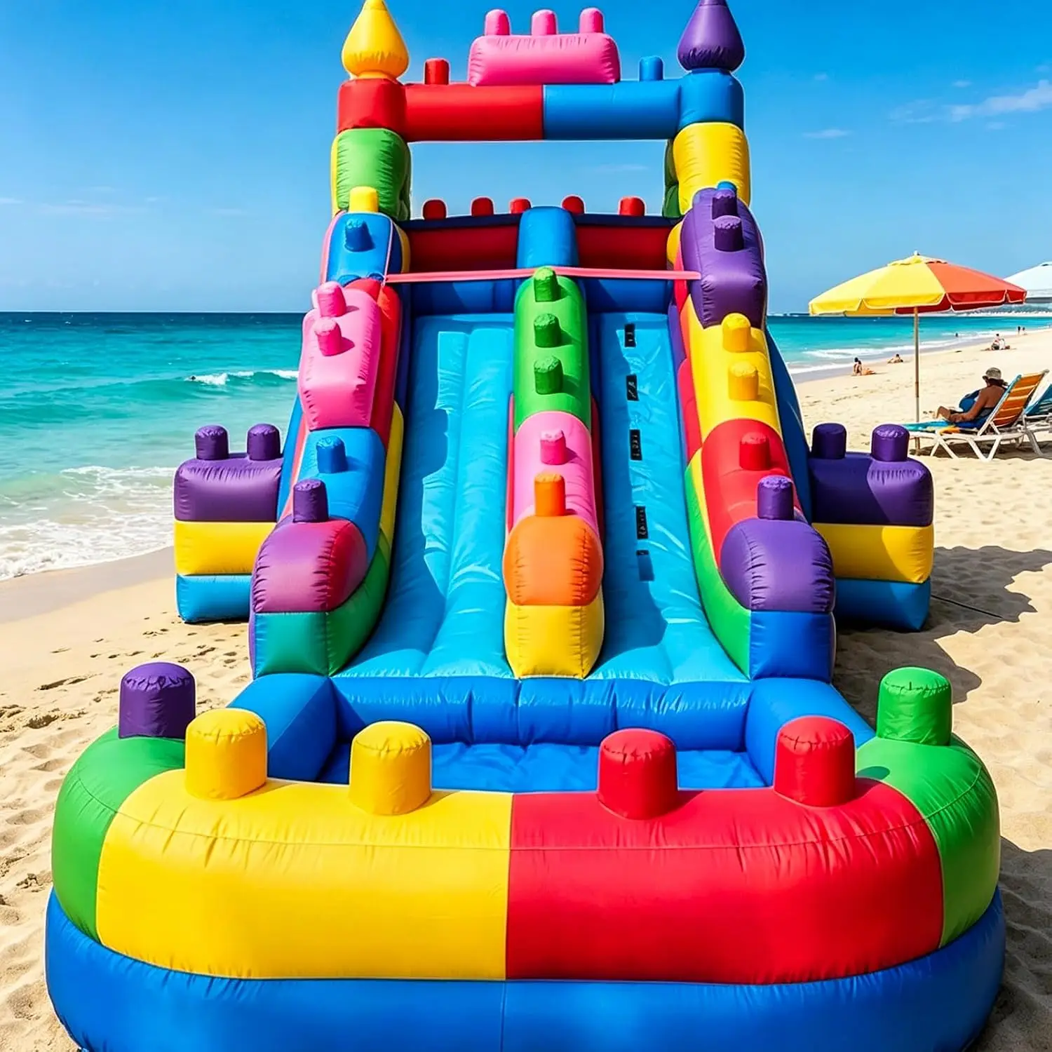 Inflatable Water Slide Bounce House & Swimming Pool for Kids and Adults, Wet Dry Use Backyard Party Oxford Water Slide, 20 x 7 x 11.5 Feet, with Air Blower