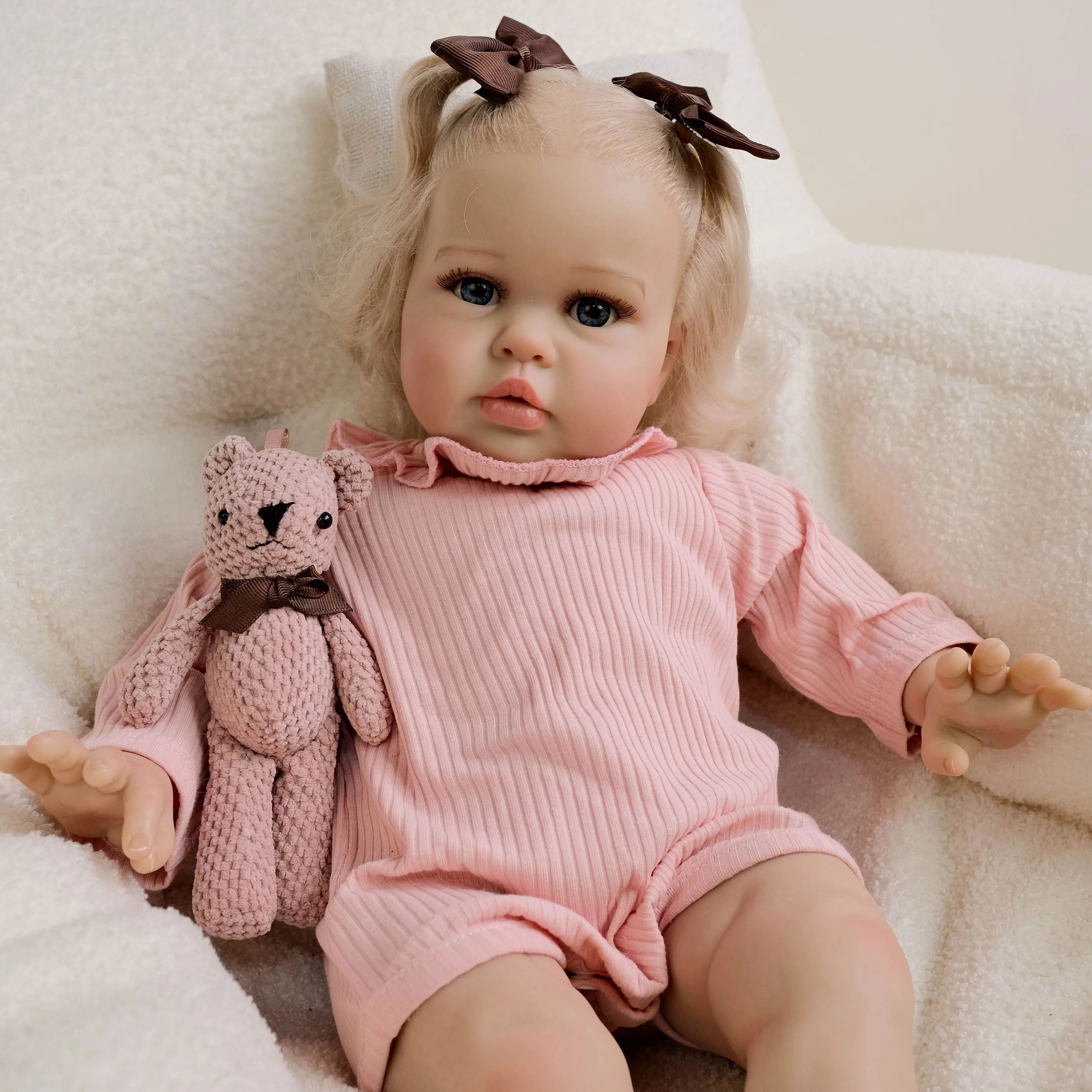 24 pollici Ellie mano radice capelli morbido corpo in cotone realistica bambola rinata strati multipli pittura pelle 3D con vene visibili