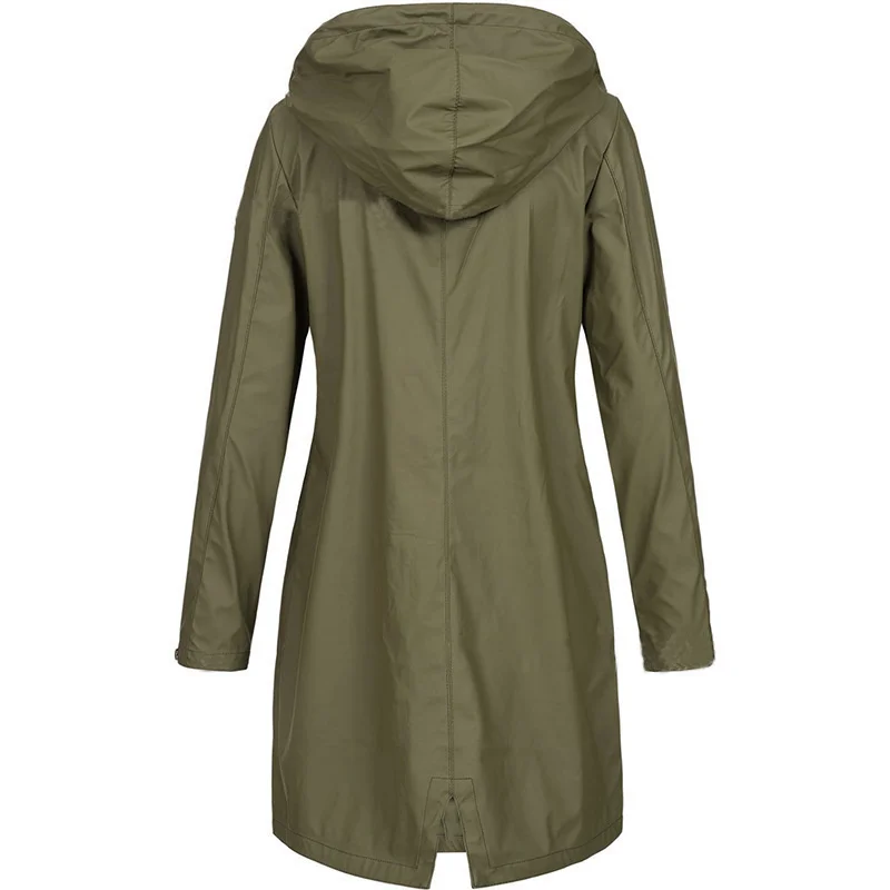 Mulheres Solid Rain Jacket 2023 Caminhadas ao ar livre Hoodie Impermeável WindProof Long Coat Femme Warm Outwear Roupas Femininas Blusão