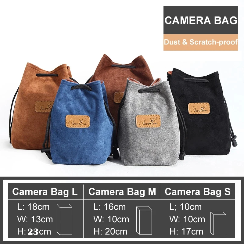 

Luxury Velvet Fleece Drawstring Camera Bag Lens Pouch For Fujifilm X100VI 50R 50S XE2 XE3 XT4 XT30 XT20 XPro3 XPro2 XT10 X100T