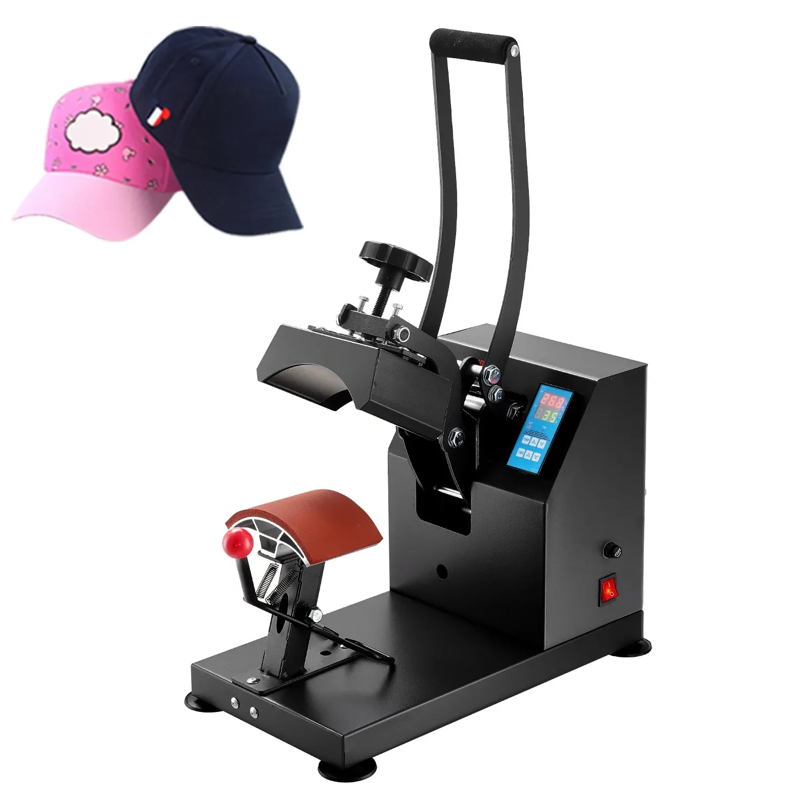 VEVOR Hat Cap Heat Press 5.5 x 3.5 inch Heat Transfer Stamping Sublimation Machine Digital Display Clamshell for DIY Advertising