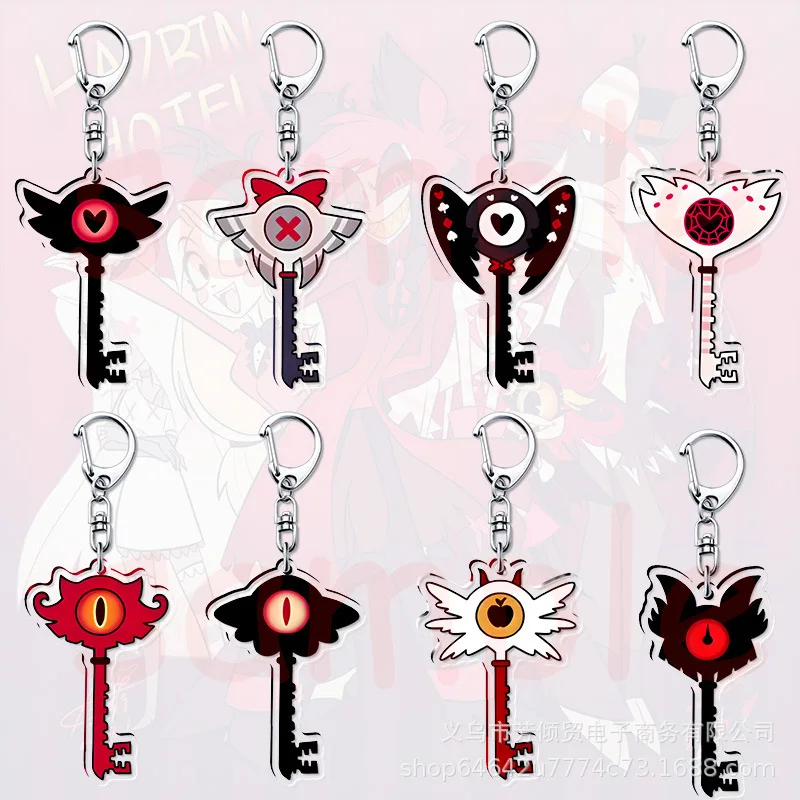 

Cute Anime Hazbin Hotel Creative Alastor Evil Eye Pendant Keychain Cartoon Anime Backpack Bag Hanging Ornament Jewelry Gift