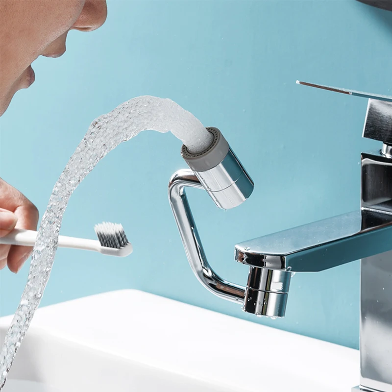 Popular 1080 Degree Robotic Arm Universal Rotating Faucet Rotation Convenient Splash-proof Extender Mouthwash Bathroom Faucet