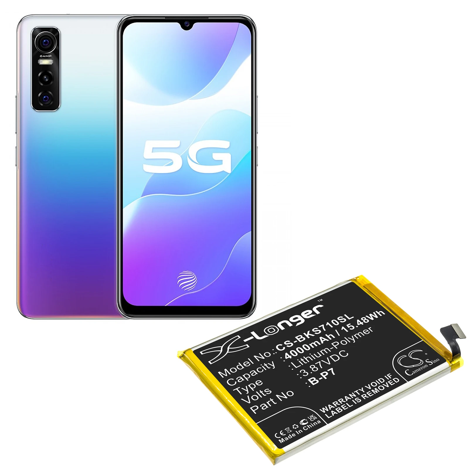 Replacement 3.87V 4000mAh Mobile SmartPhone Battery B-P7 for Vivo S7e 5G 2020 V2031EA V2031 V2031A