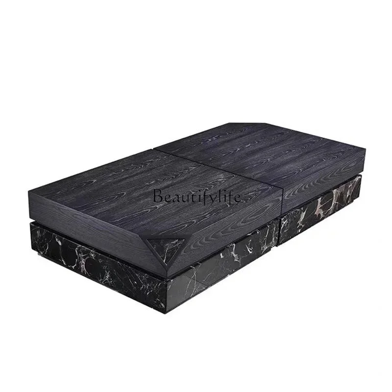 

ls 27Medieval natural black rose marble coffee table Italian minimalist rectangular coffee table