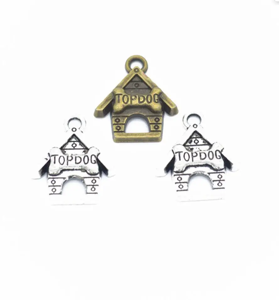 70pcs 19x17mm 2 Colors Top Dog Pendant Top Dog  Pendant Dog House Pendant F0392