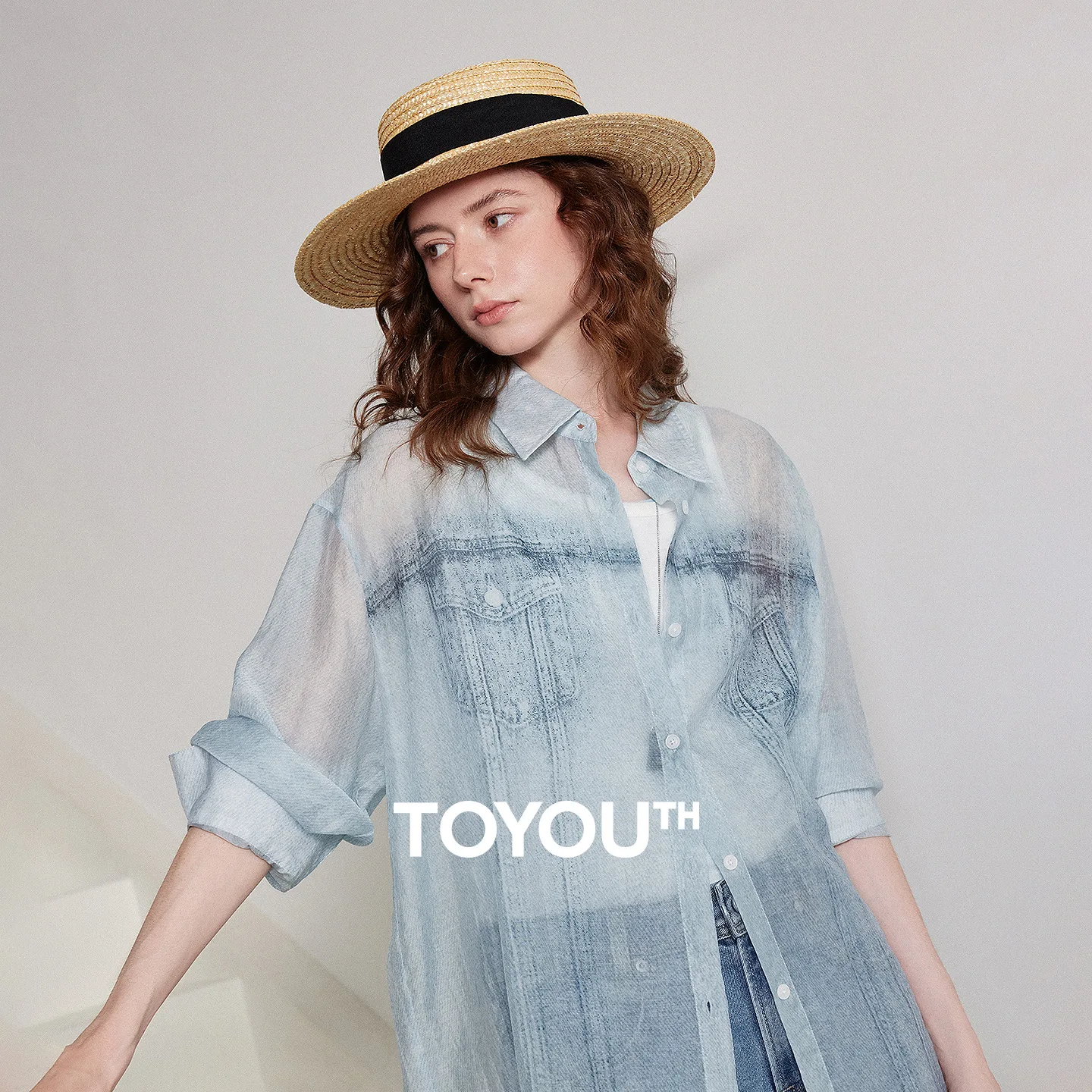 

TOYOUTH Women Shirt 2026 Spring New Lyocell Loose Fitting Mid Length Shirt