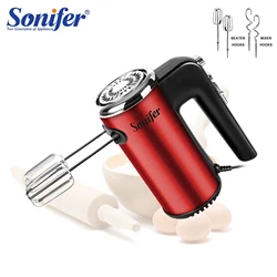 Red Food Mixer Electric Stainless Steel Kitchen Blender With Dough Hooks Chrome Egg Beater Hand Mixer Machine For Bakery Sonifer