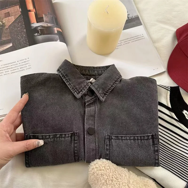 NewFashion Baby Girl Boy Jean Shirt Jacket Infant Toddler Kid Denim Blouses Long Sleeve Spring Autumn Outfit Baby Clothes 1-10Y