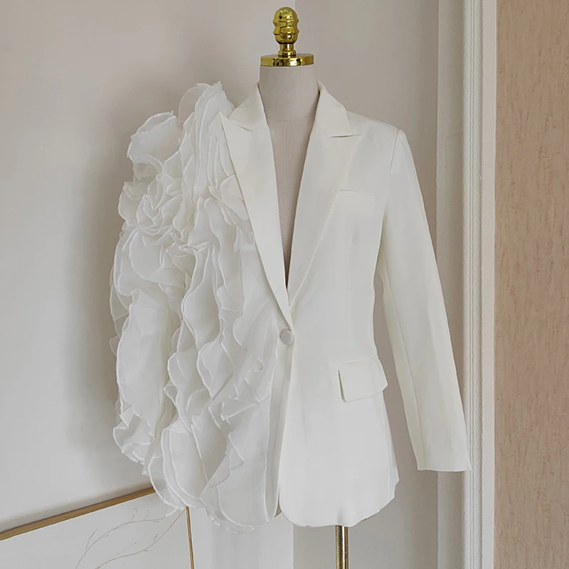 KBQ-سترات نسائية أنيقة مرقعة صلبة ، كم طويل ، زر مربوط ، معطف فضفاض كاجوال مصمم ، موضة نسائية ، جديدة