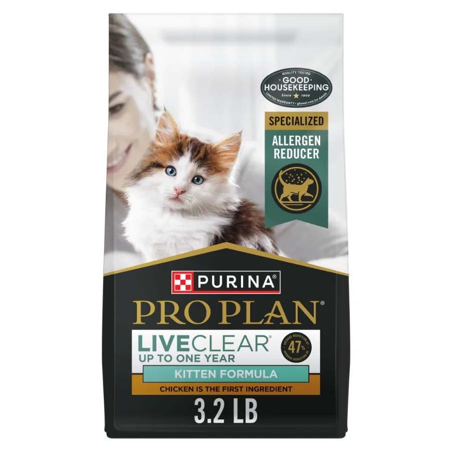 LiveClear Trockenfutter für Kätzchen zur Allergenreduktion Hühnchen-Reis-Formel, Natürliche Zutaten, Verdauungsunterstützung, Ideal für Sensitiven
