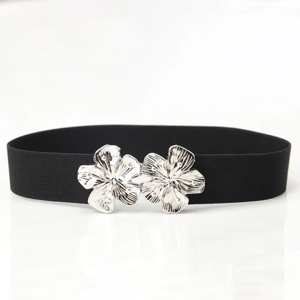 2 قطعة حزام خصر مرن للنساء خمر واسعة تمتد Cinch الأزهار مشبك فستان أحزمة الموضة غير رسمية فستان مرن حزام الخصر #3