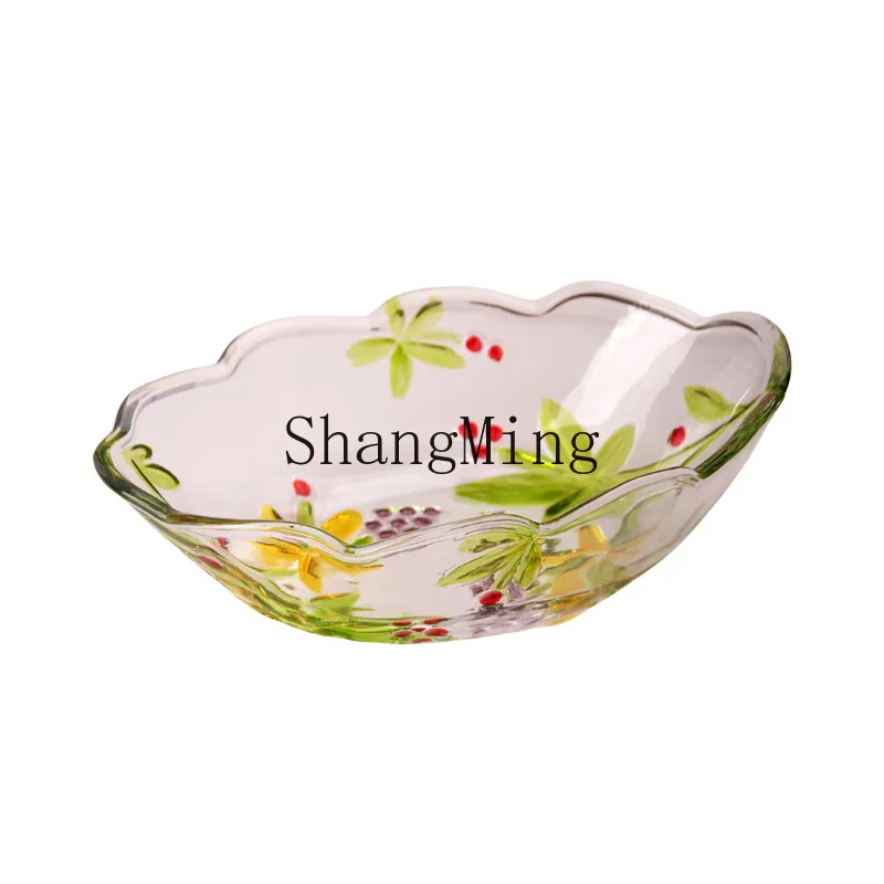

PYH painted grape glass fruit plate high value small snack basin dried fruit candy plate household living room fruit plate