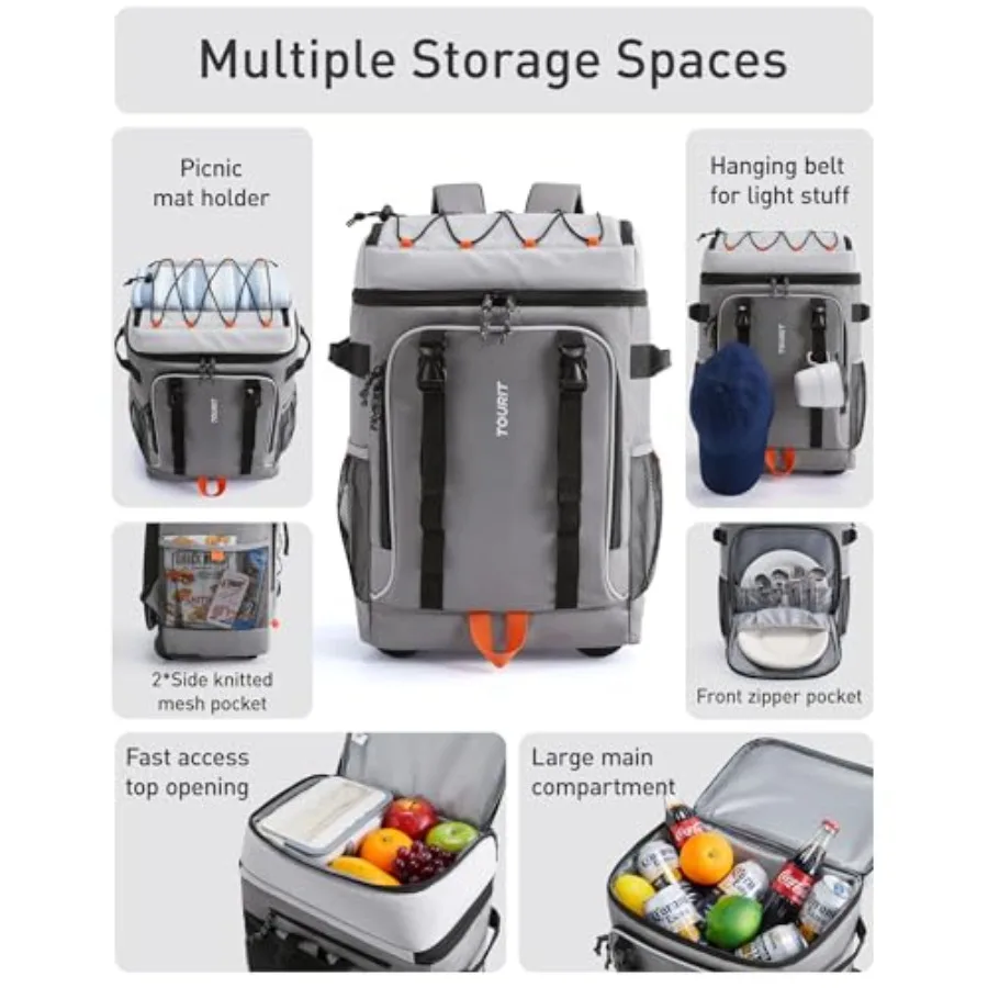 Insulated Rolling Cooler Backpack, Leakproof Waterproof Beach Cooler Bag with Wheels and Handle, Outdoor Camping Picnic Travel view 6