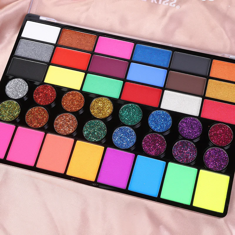 Juego de pintura corporal para cara Soluble en agua, 42 colores, UV, neón, brillo, pintura facial, arte, Halloween, Navidad, fiesta, pintura corporal, Kit de maquillaje