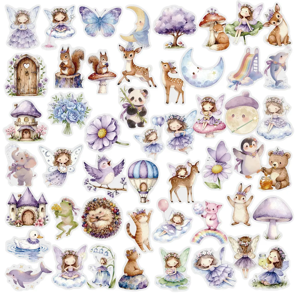 50Pcs Dreamy Clear PET Stickers, Cute Cartoon Patterns, Waterproof Decals for Journal Collage & DIY Craft AnimeWorlds Store
