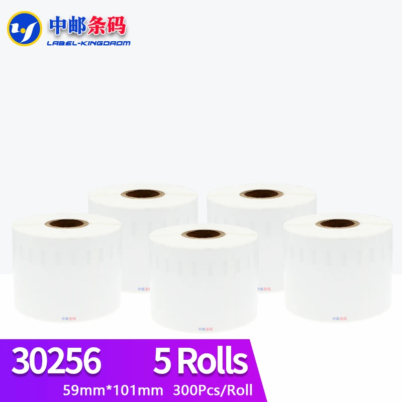 5Rolls Dymo Compatible 30256 White Label 59mm*101mm 300Pcs/Roll Compatible for LabelWriter 450Turbo Printer Seiko SLP 440 450