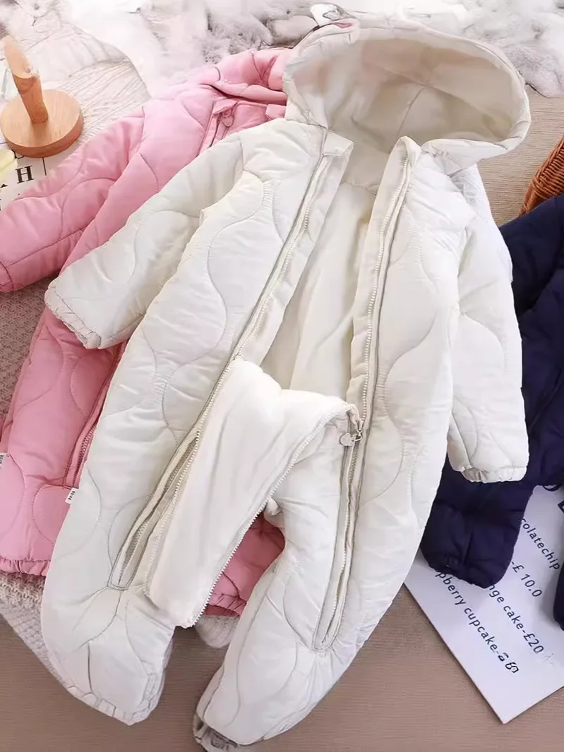 2024 Baby Winter Jumpsuit Fur Baby Girl Snowsuit Toddler Boy Romper Infant Girls Overalls Down Jacket Toddler Overall Bodysuits