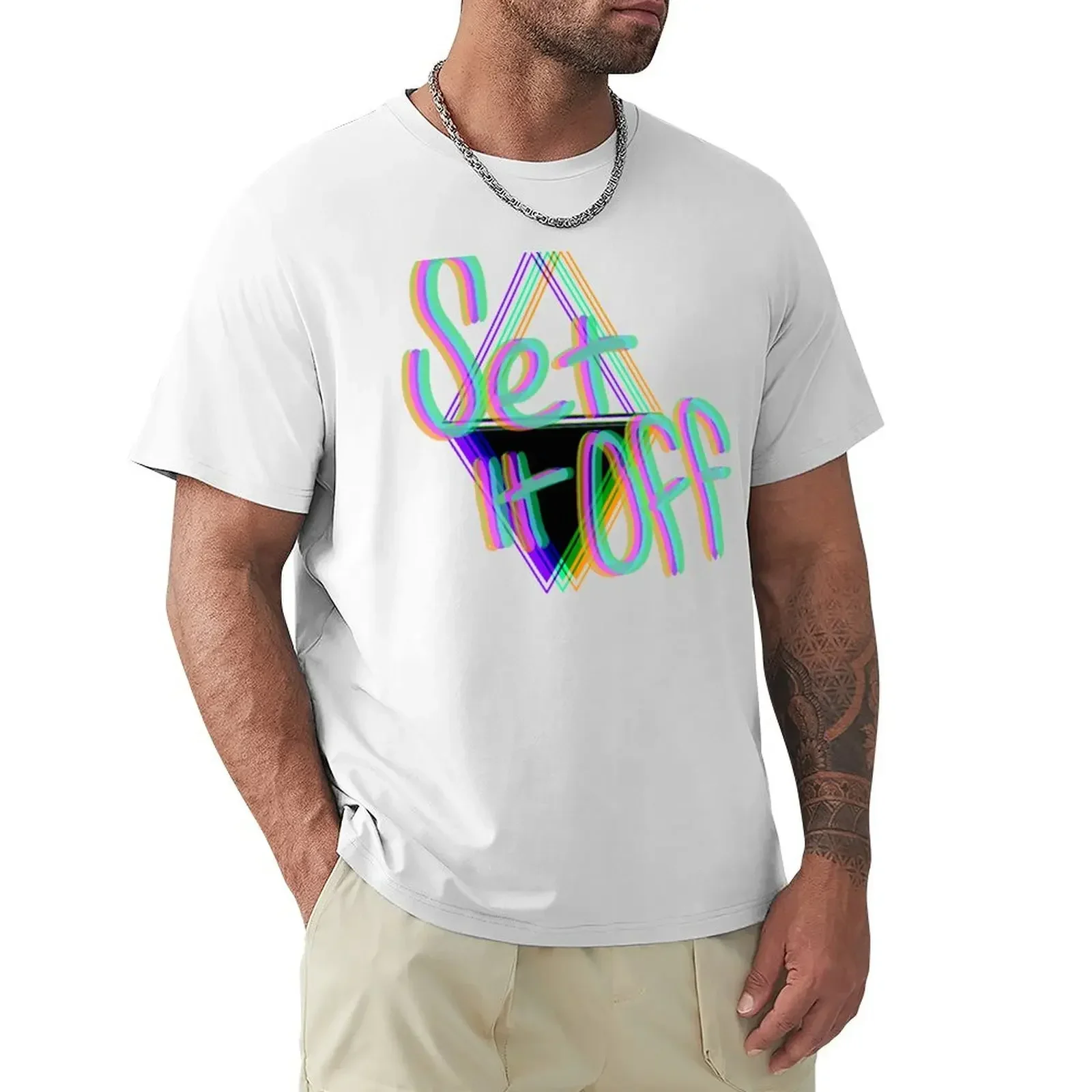 Set it Off Band Elsewhere Album Neon T-Shirt sublime cute tops new edition mens clothing heavyweight Round Collar Outfits funny