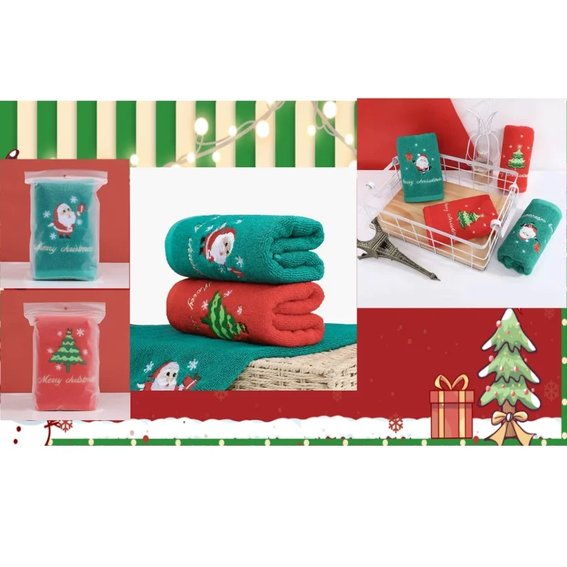 

New Xmas Face Towel Christmas Decor Red Santa Claus New Year Gift Home Bathroom Washing Hand Face Towel Cloth Man Woman