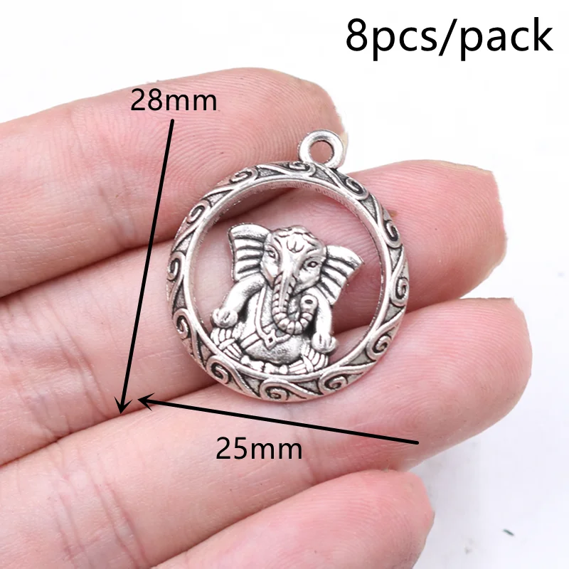 Vintage Silver Plated Buddhist Lotus Bodhisattva Pagoda Ganesha Pendant DIY Charm Bracelet Necklace Jewelry Crafts Making P2706