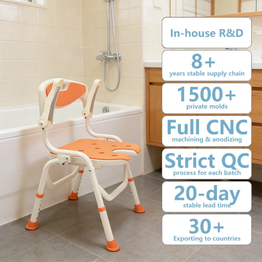 Simplywalk Aluminum Alloy 150KG Bath Shower Chair with Arm Tub Senior People UKCA Long-term Cooperation