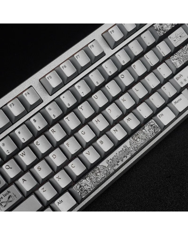 Keycap personalized silver pbt material keycap small full set of opaque mechanical keyboard customization