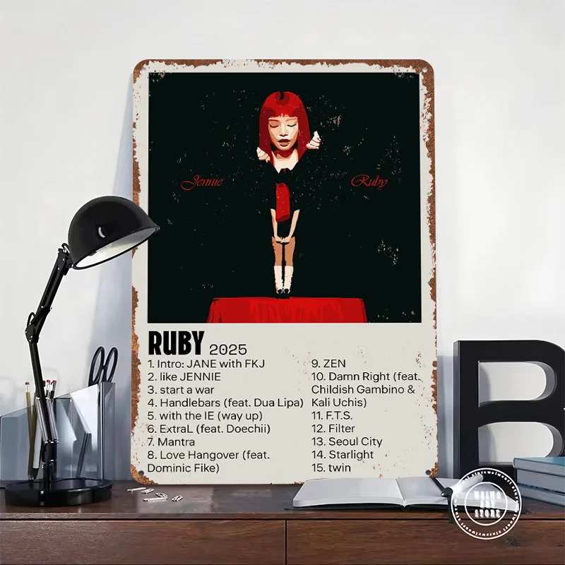 Jennie Ruby Album Poster Customized Wall Art Vintage Metal Signs Retro Tin Plaque for Man Cave House Decor Decoration Garage