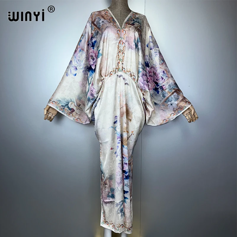WINYI new Bohemian Summer Beach Dress High Quality Double Sided Elegant maxi dress Women Evening party kaftan abaya dubai luxury