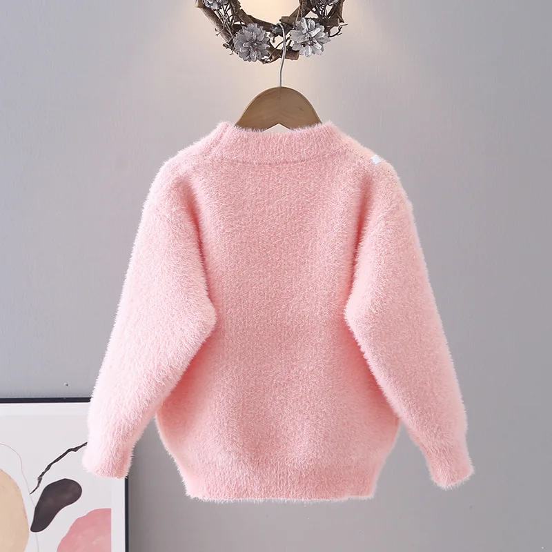 سترة محبوكة للفتيات لخريف وشتاء 2025 بلوزات بأكمام طويلة ورقبة مستديرة بلوفر مريح ملابس أطفال عصرية جديدة #6